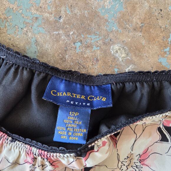 Vintage 90s Silk Floral Midi Skirt Size L 12P Pink Black Layered Grunge Whimsy - Picture 5 of 6